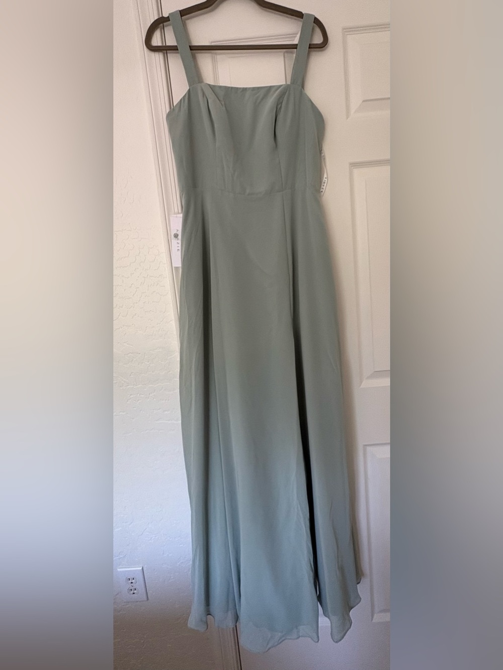 Azazie Jay Agave A-Line Square Neckline Side Slit Chiffon Bridesmaid Dress